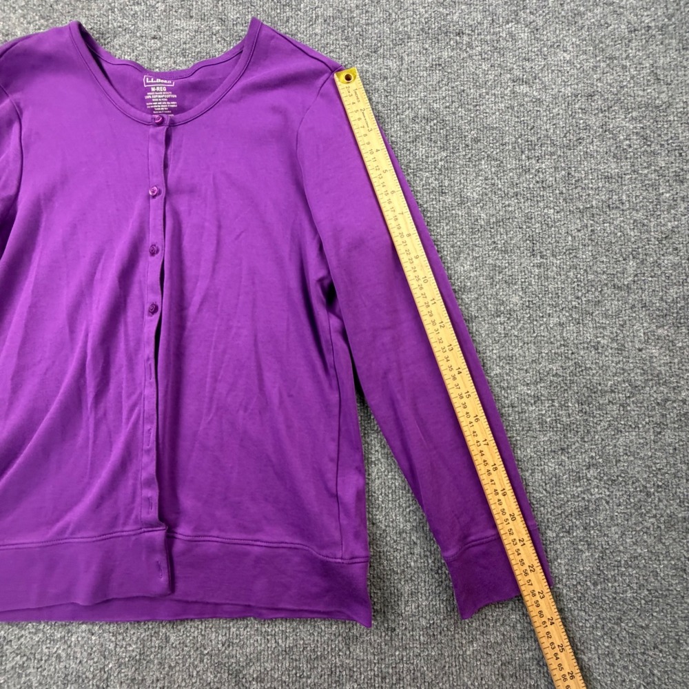 LL Bean Womens Purple Supima Cotton Button Front Cardigan Sweater M - Picture 4 of 9